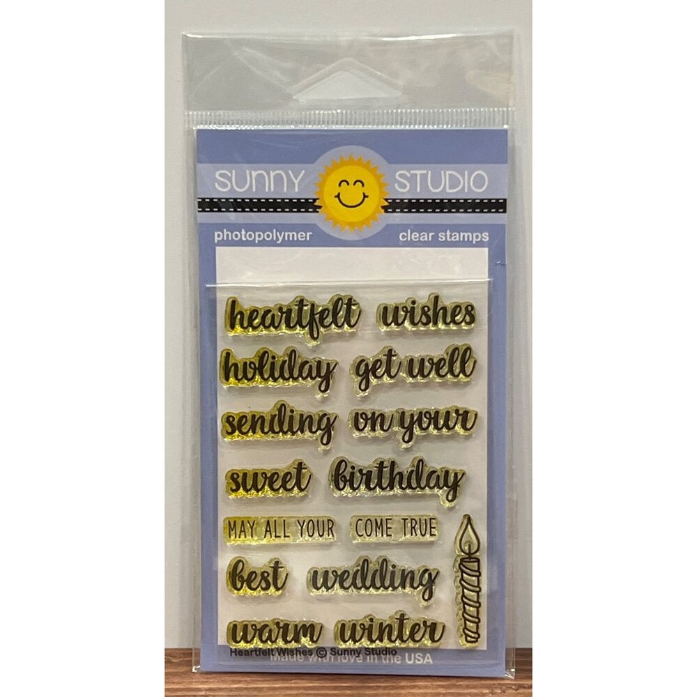 Sunny Studio Photopolymer Clear Stamps SSCL-163 Heartfelt Wishes Sentiment